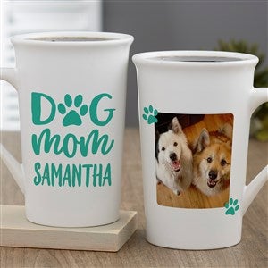 Dog Mom Personalized Latte Mug 16 oz.- White