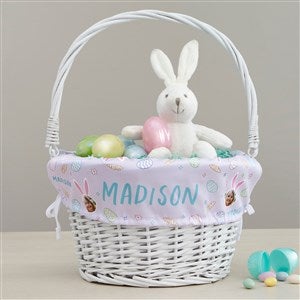 Hoppy Easter Personalized Photo Easter White Basket with Folding Handle