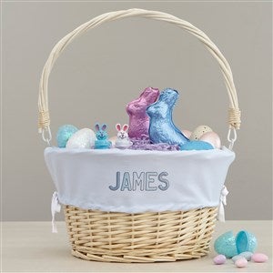 Ombre Name Personalized Natural Easter Basket with Folding Handle