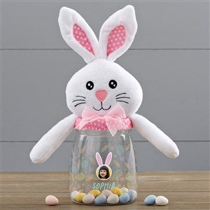 Hoppy Easter Personalized Photo Easter Bunny Candy Jar- Pink