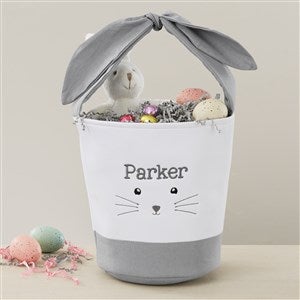Lovable Bunny Embroidered Grey Easter Basket