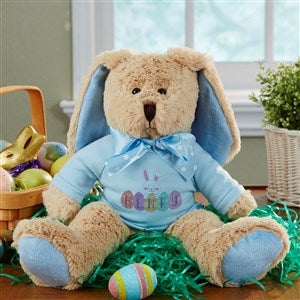Happy Easter Eggs Personalized Plush Bunny- Blue