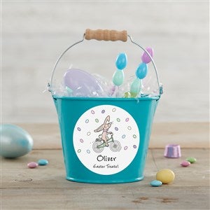 Easter philoSophie's® Personalized Mini Treat Bucket-Turquoise