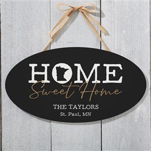 Home Sweet Home Personalized State Oval Wood Sign