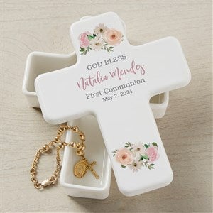 Communion Personalized Cross Box - Floral First