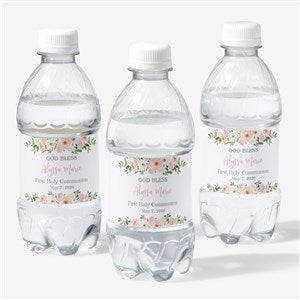 Floral First Communion Personalized Bottle Labels  - 40271