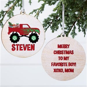 Construction & Monster Truck Personalized Ornament- 3.75 Wood - 2 Sided