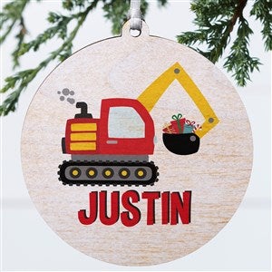 Construction & Monster Truck Personalized Ornament- 3.75 Wood - 1 Sided