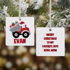 Construction & Monster Personalized Square Photo Ornament- 2.75 Metal - 2 Sided