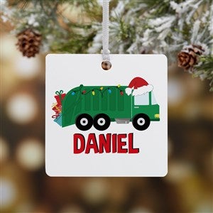 Construction & Monster Personalized Square Photo Ornament- 2.75 Metal - 1 Sided