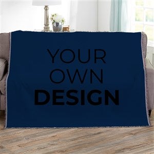 Design Your Own Personalized 56x60 Woven Throw- Navy Blue