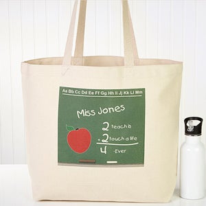 Personalized Teacher Chalkboard Jumbo Canvas Tote Bag