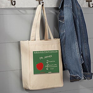 Chalkboard Teacher Personalized Small Canvas Tote Bag