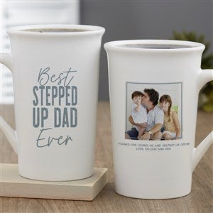 Best Step Dad Personalized Photo Latte Mug 16 oz.- White