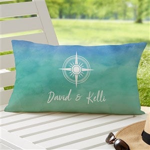 Seaside Watch Personalized Lumbar Outdoor Throw Pillow- 12? x 22?