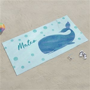 Whale Wishes Personalized 35x72 Beach Towel
