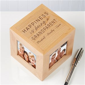 Happiness is Being Engraved Wood Cube