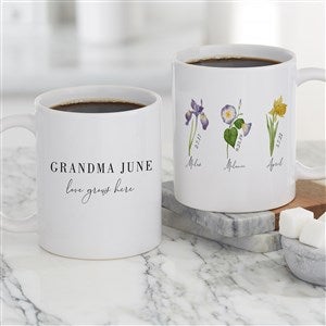 Birth Month Flower Personalized Coffee Mug 11 oz.- White