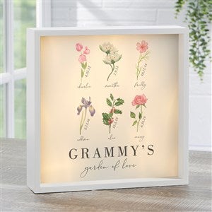 Birth Month Flower Personalized LED Ivory Light Shadow Box- 10x10