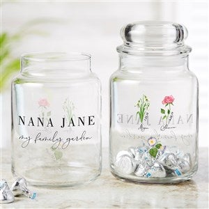 Personalized Glass Candy Jar - Birth Month Flower