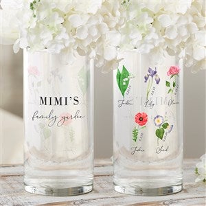 Personalized Cylinder Glass Vase  - Birth Month Flowers