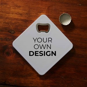 Design Your Own Personalized Beer Bottle Opener Coaster- Grey
