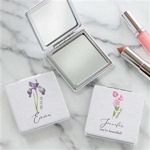 Personalized Compact Mirror - Birth Month Flower  - 40659