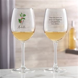 Personalized White Wine Glass - Birth Month Flower