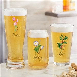 Birth Month Flower Personalized Beer Glasses  - 40661