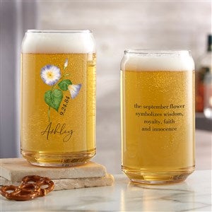 Birth Month Single Flower Personalized 16oz. Beer Can Glass