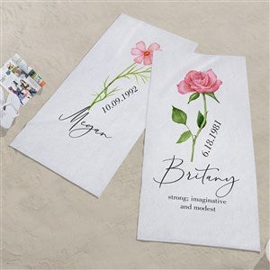 Personalized Beach Towel - Birth Month Flower - 40662