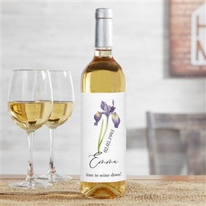 Personalized Wine Bottle Label - Birth Month Flower - 40663