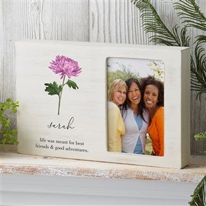 Birth Month Single Flower Personalized Whitewashed Off-Set Box Picture Frame  - 40668