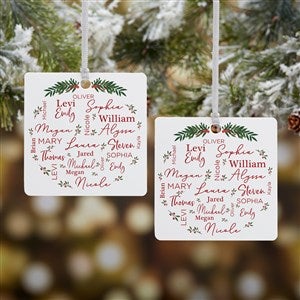 Merry Family Personalized Metal Christmas Ornament - 2 Sided