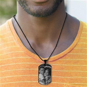 Personalized Black Stainless Photo Dog Tag Pendant