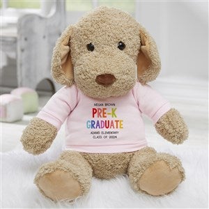 Kindergarten Graduation Personalized Plush Dog Stuffed Animal- Pink
