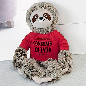 Kindergarten Graduation Personalized Plush Sloth Stuffed Animal- Red