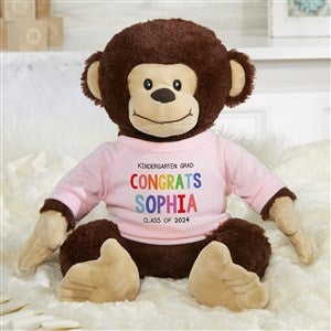 Kindergarten Graduation Personalized Plush Monkey- Pink