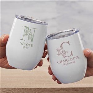 Personalized Insulated Wine Tumbler - Floral Bridesmaid