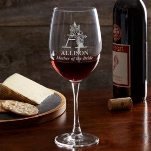 Floral Bridesmaid Engraved Red Wine Glass