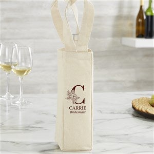Floral Bridesmaid Personalized Wine Tote Bag