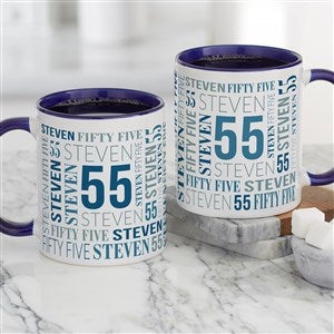 Repeating Birthday Personalized Coffee Mug 11 oz.- Blue