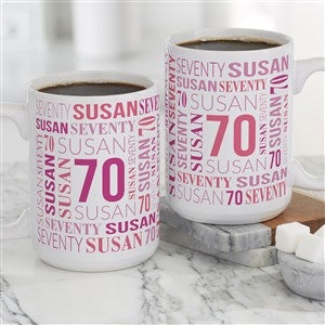 Repeating Birthday Personalized Coffee Mug 15 oz.- White