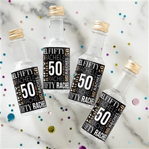 Repeating Birthday Personalized Mini Liquor Bottle Labels  - 1 Set of 12