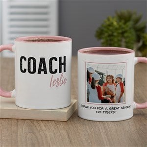 Thanks Coach Personalized Coffee Mug 11 oz.- Pink