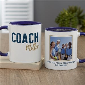 Thanks Coach Personalized Coffee Mug 11 oz.- Blue