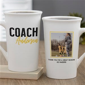 Thanks Coach Personalized Latte Mug 16 oz.- White