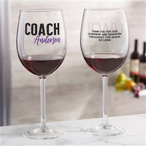 Thanks Coach Personalized Red Wine Glass