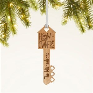 Home Owners Personalized Wood Key Ornament- Natural