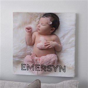 Name & Photo Portrait Personalized Photo Canvas Print - 24 x 24
